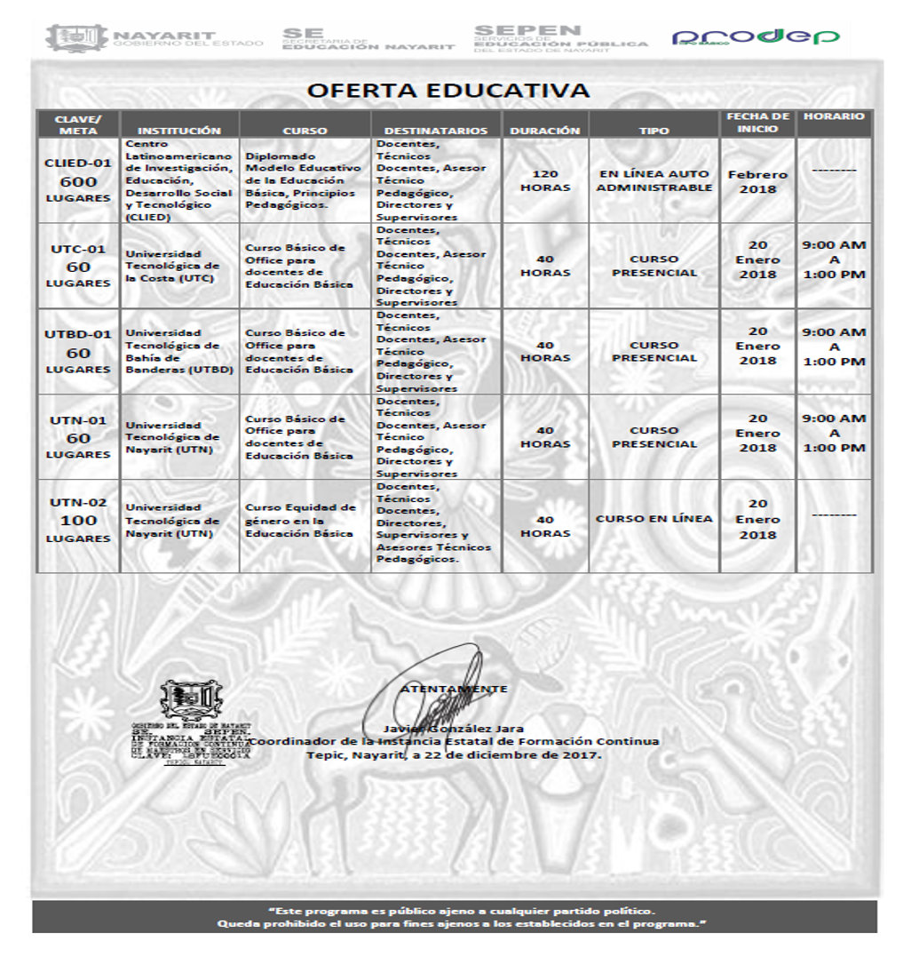 Convocatoria Oferta Educativa Local 2
